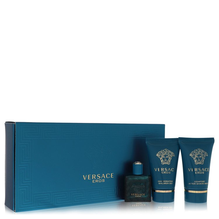 Versace Eros by Versace Gift Set - .17 oz Mini EDT + .8 oz Shower Gel + .8 oz After Shave Balm